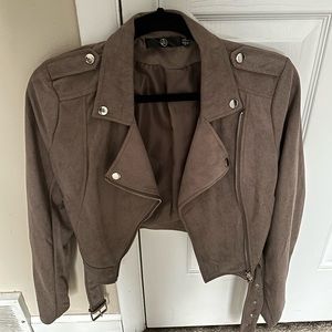 Missguided suede biker style jacket with belt